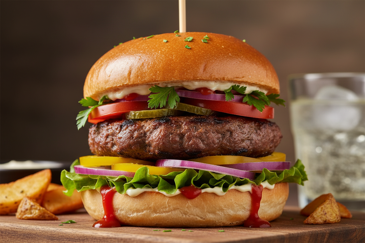 Beef Burger with Salads