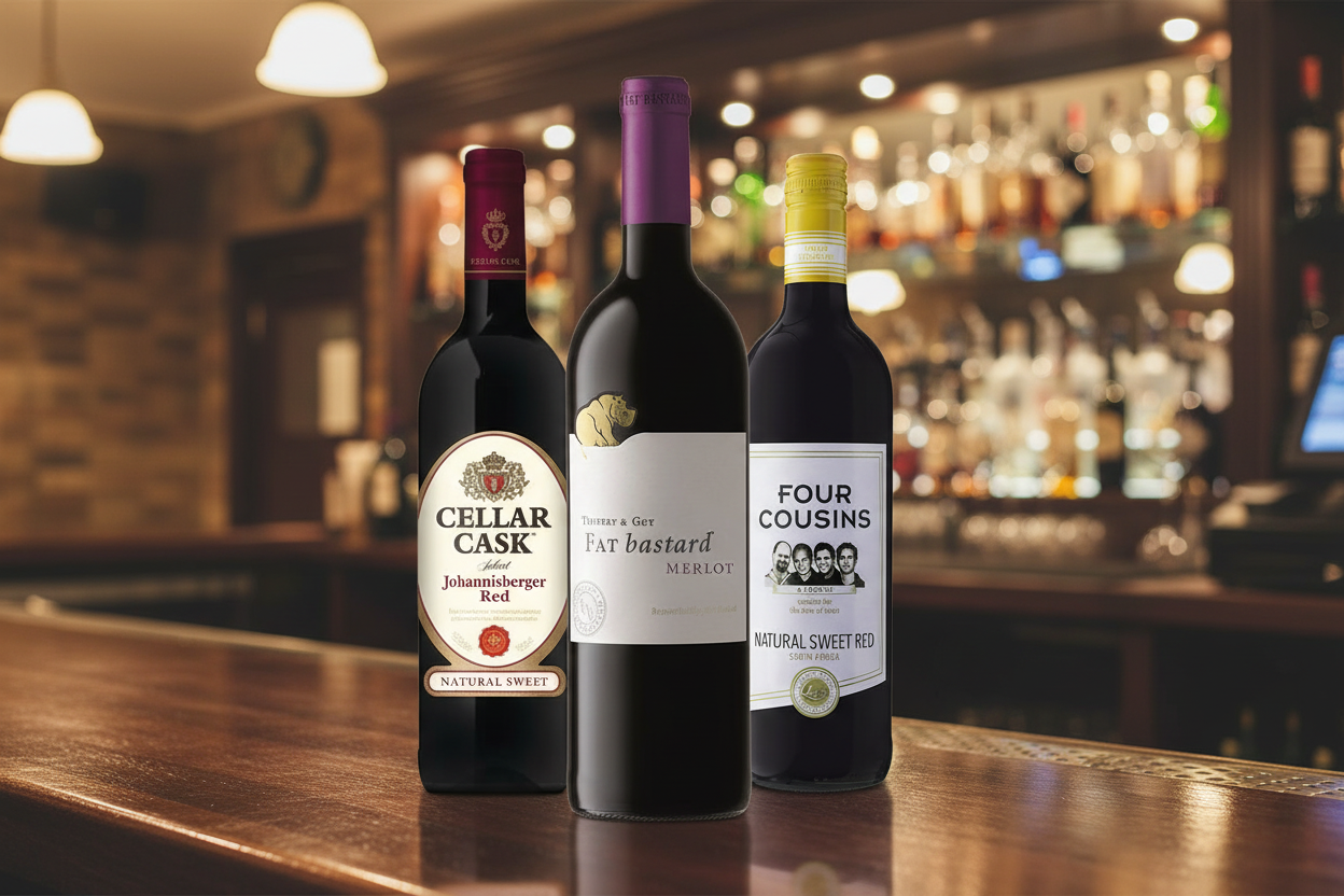 Exact wine bottles on bar counter